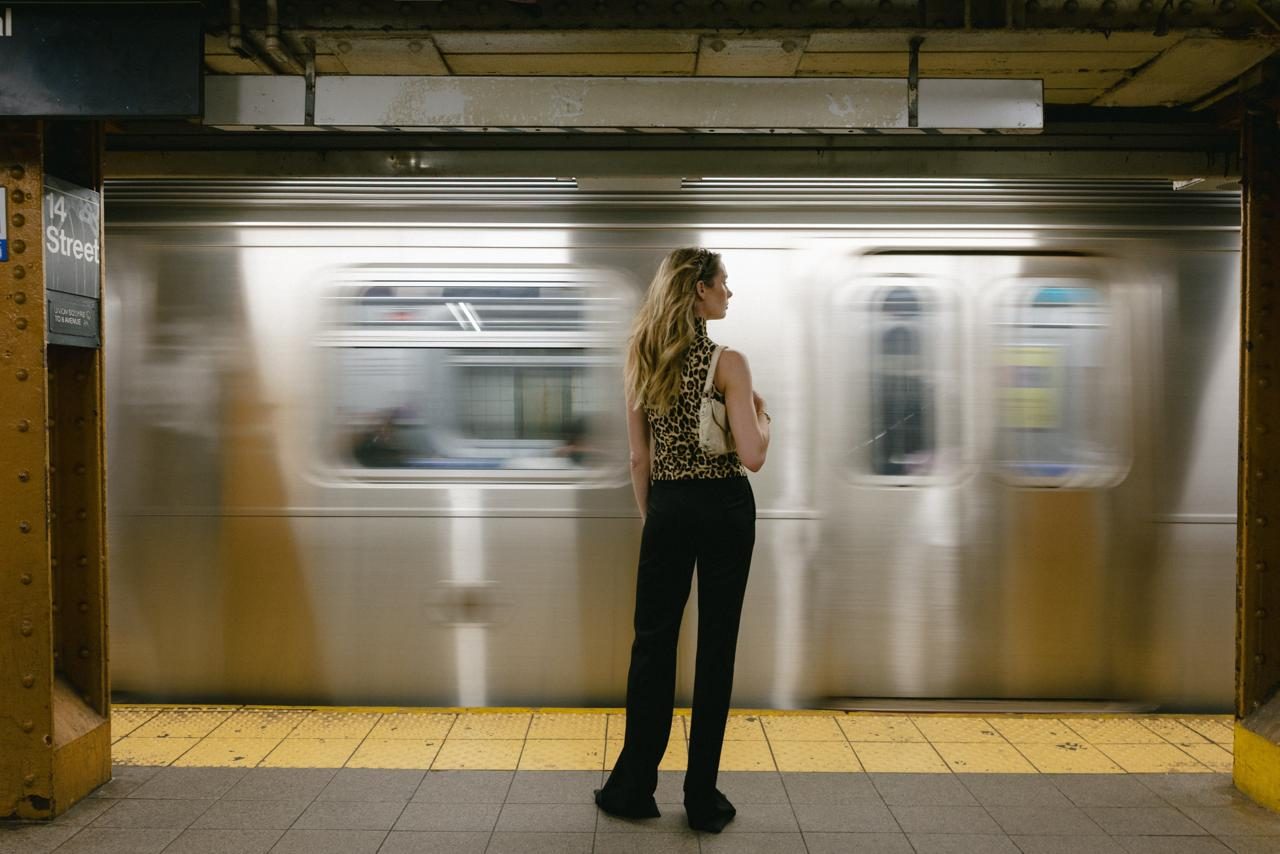 Model on the 14th Street subway platform