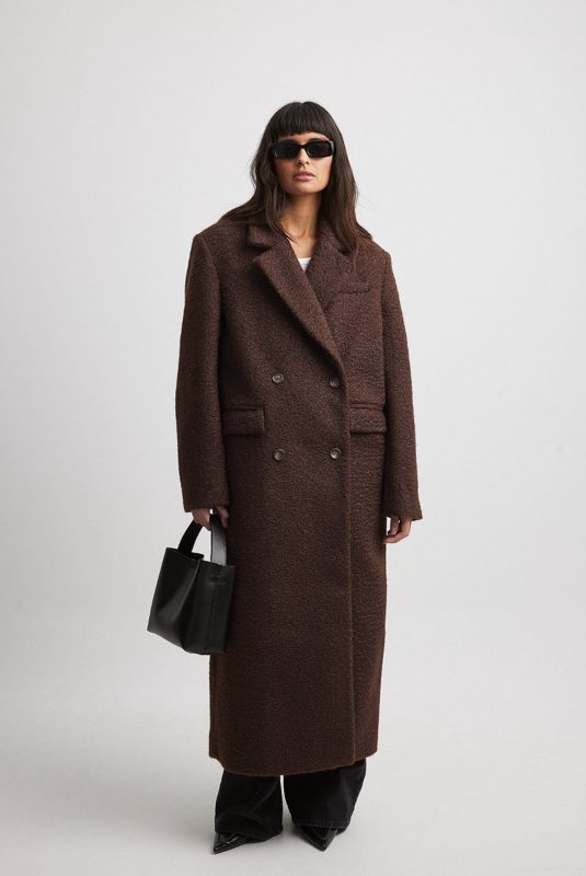 Final look: long textured brown coat